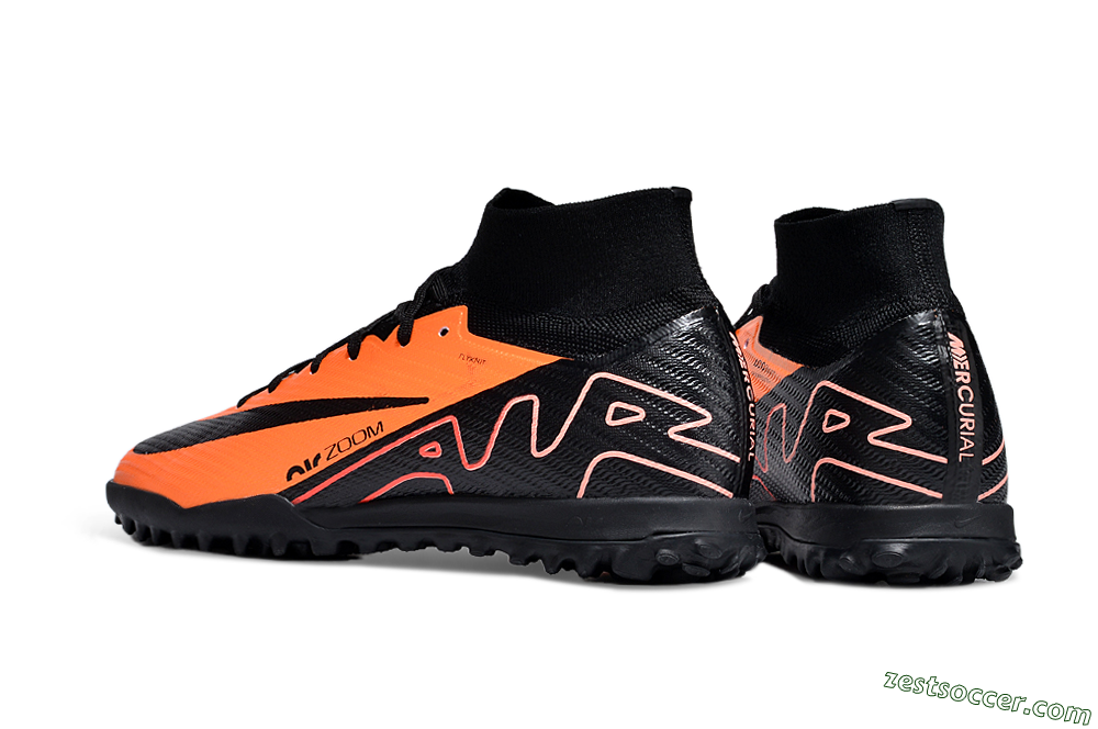 Nike Air Zoom Mercurial Superfly 9 Elite TF High-Tops Soccer Shoes - Orange/Black 4