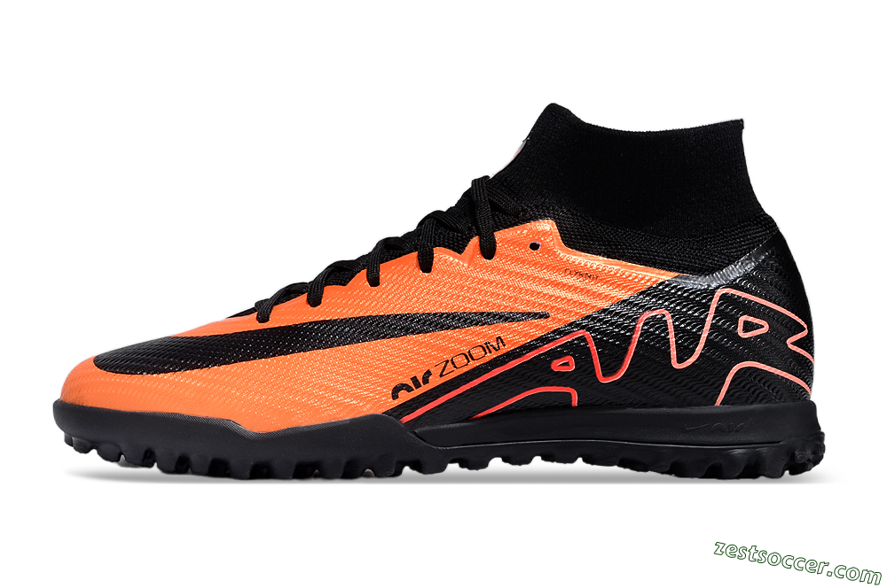 Nike Air Zoom Mercurial Superfly 9 Elite TF High-Tops Soccer Shoes - Orange/Black 2