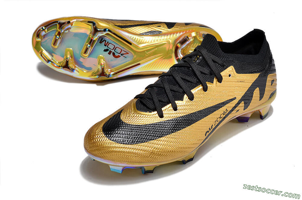 Nike Air Zoom Mercurial Vapor 15 Elite FG Low-Tops Soccer Cleats - Gold/Black 3