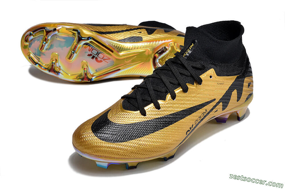 Nike Air Zoom Mercurial Superfly 9 Elite FG High-Tops Soccer Cleats - Gold/Black 3