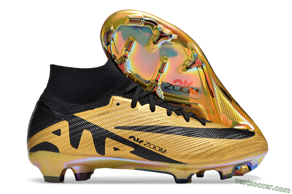 Nike Air Zoom Mercurial Superfly 9 Elite FG High-Tops Soccer Cleats - Gold/Black 0