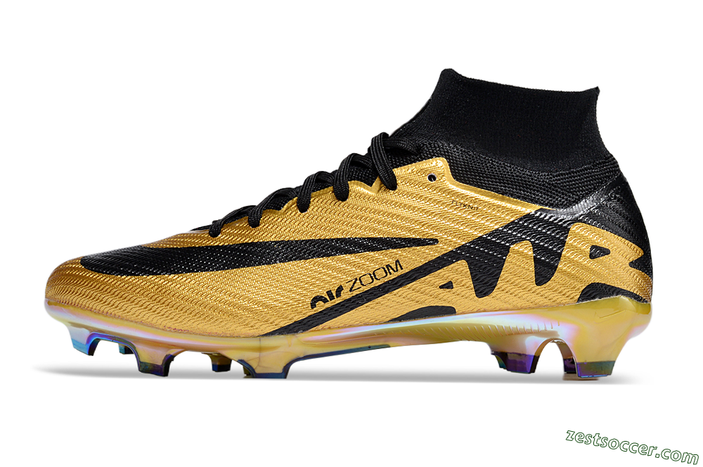 Nike Air Zoom Mercurial Superfly 9 Elite FG High-Tops Soccer Cleats - Gold/Black 2