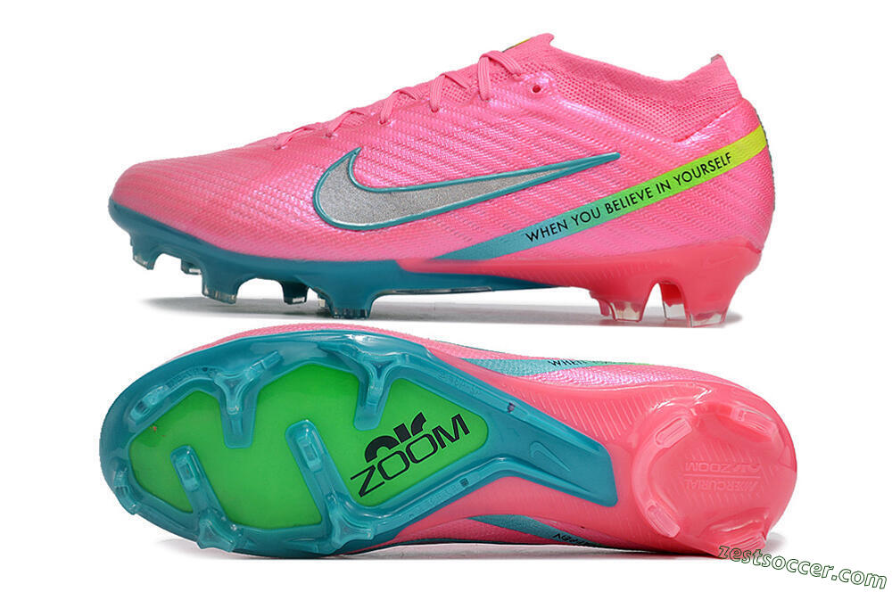 Nike Air Zoom Mercurial Vapor 15 Elite FG Low-Tops Soccer Cleats - Pink/Silver/Blue/Yellow 1