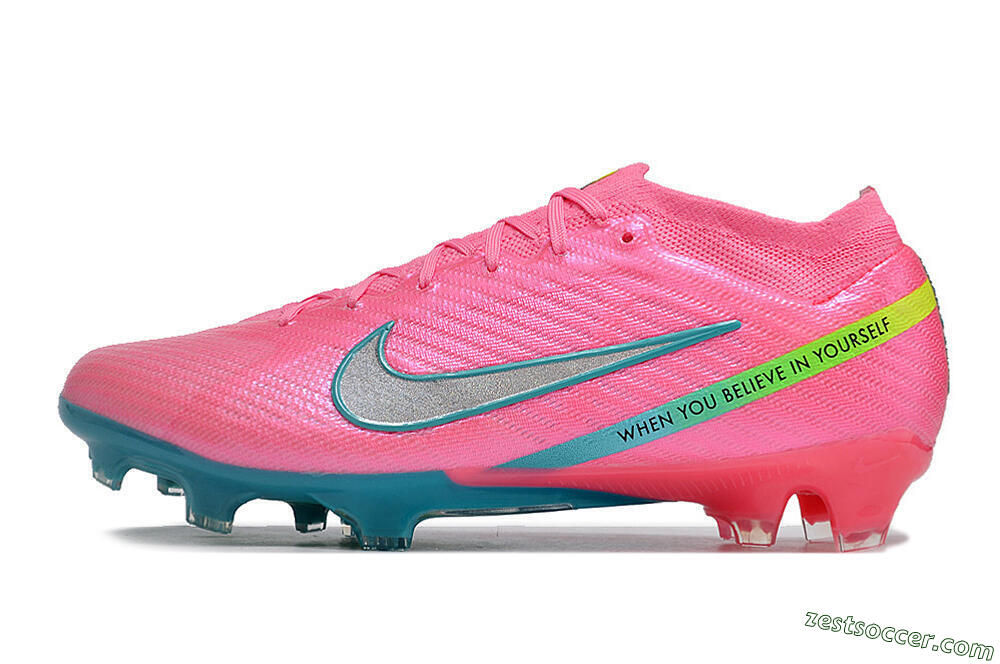 Nike Air Zoom Mercurial Vapor 15 Elite FG Low-Tops Soccer Cleats - Pink/Silver/Blue/Yellow 2