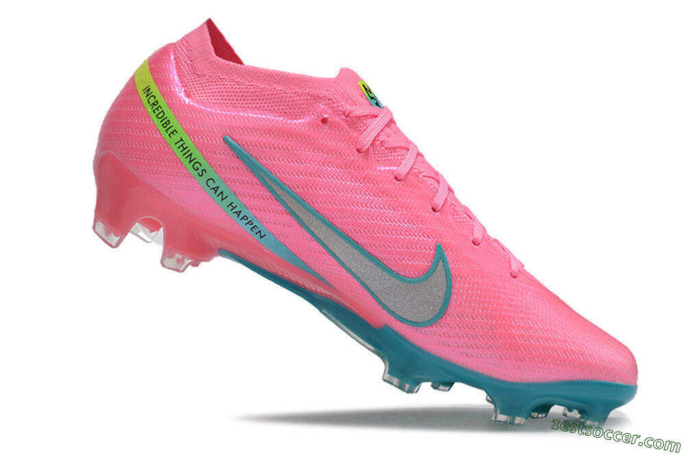 Nike Air Zoom Mercurial Vapor 15 Elite FG Low-Tops Soccer Cleats - Pink/Silver/Blue/Yellow 4