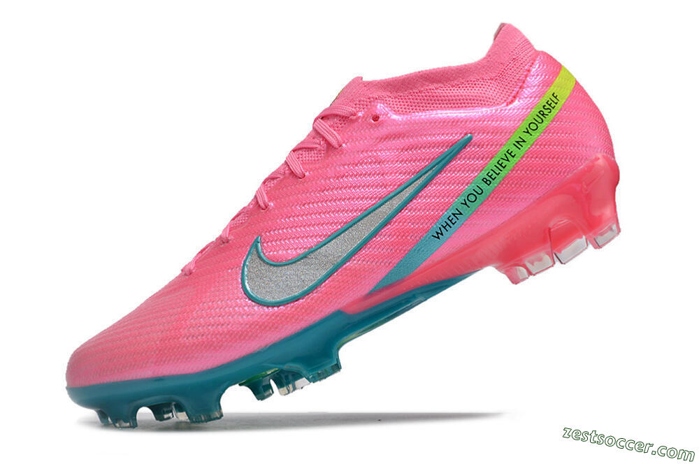 Nike Air Zoom Mercurial Vapor 15 Elite FG Low-Tops Soccer Cleats - Pink/Silver/Blue/Yellow 5