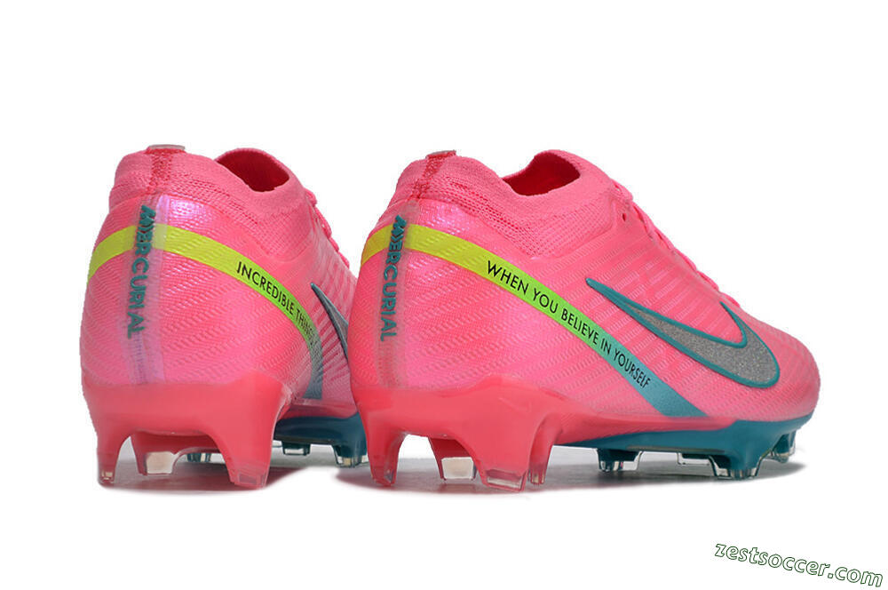 Nike Air Zoom Mercurial Vapor 15 Elite FG Low-Tops Soccer Cleats - Pink/Silver/Blue/Yellow 6