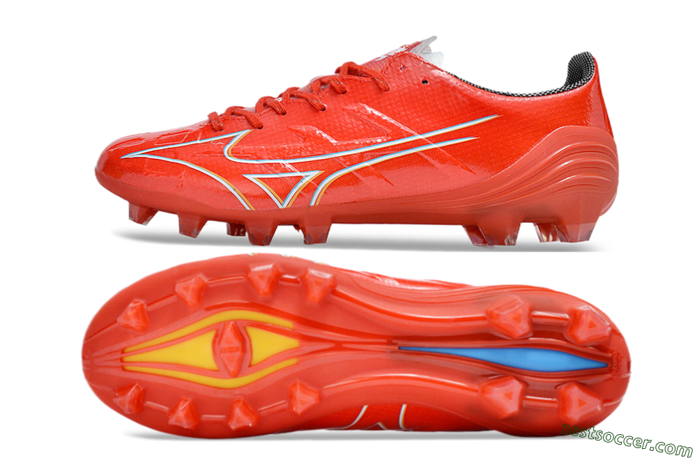Mizuno Morelia Alpha Made in Japan FG Low-Tops Soccer Cleats - Red/White/Blue/Yellow 1