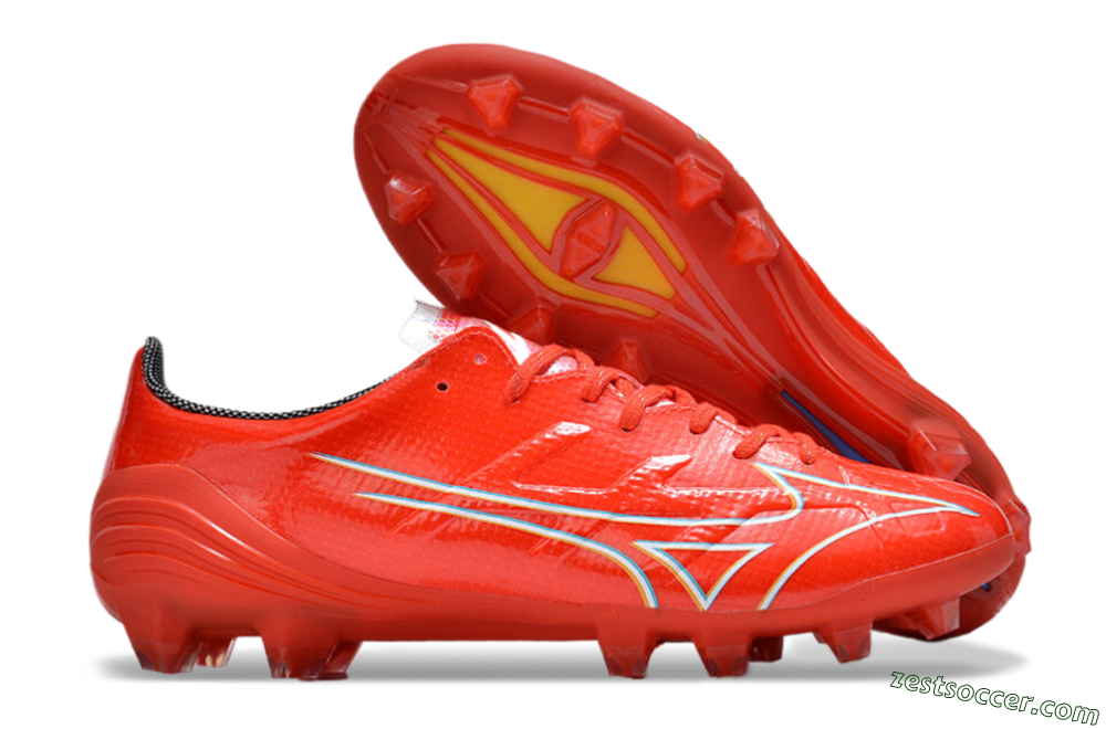 Mizuno Morelia Alpha Made in Japan FG Low-Tops Soccer Cleats - Red/White/Blue/Yellow 0