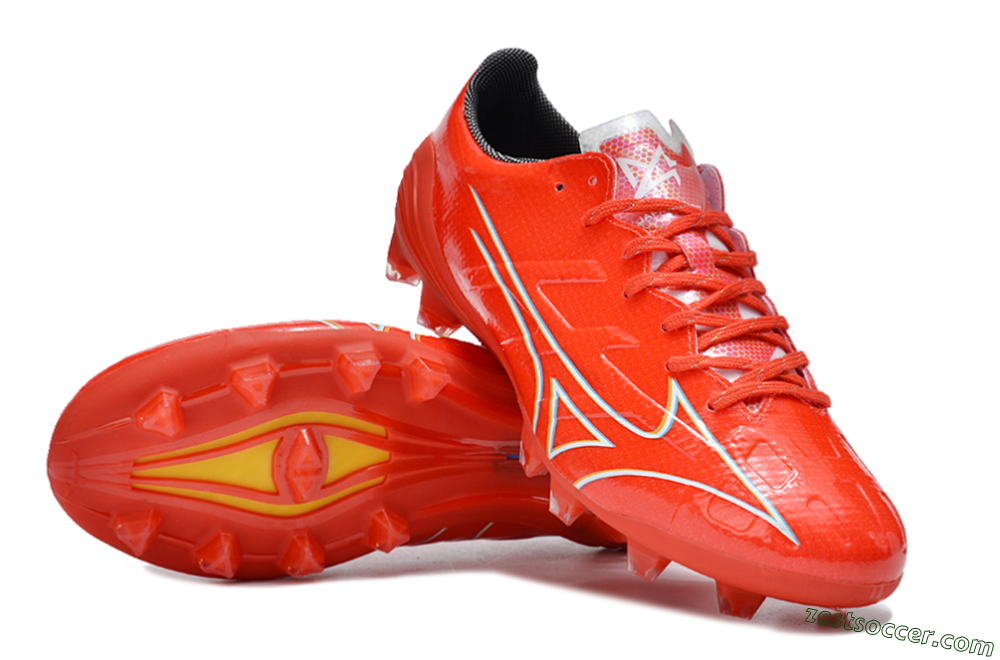 Mizuno Morelia Alpha Made in Japan FG Low-Tops Soccer Cleats - Red/White/Blue/Yellow 3