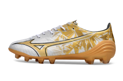 Mizuno Morelia Alpha Made in Japan FG Low-Tops Soccer Cleats - White/Gold/Black