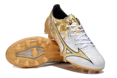 Mizuno Morelia Alpha Made in Japan FG Low-Tops Soccer Cleats - White/Gold/Black