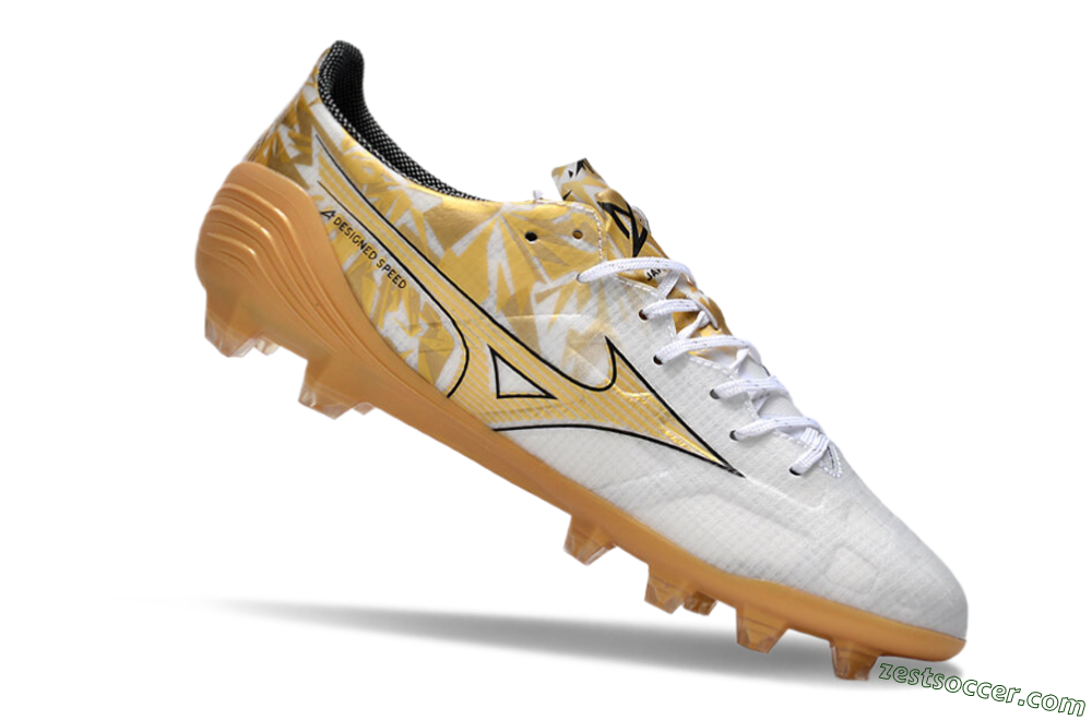 Mizuno Morelia Alpha Made in Japan FG Low-Tops Soccer Cleats - White/Gold/Black 4