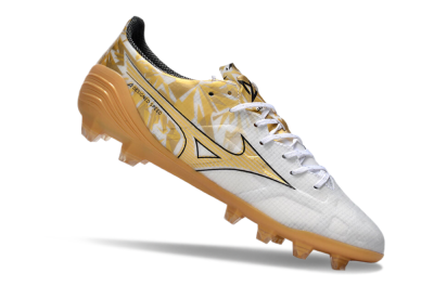 Mizuno Morelia Alpha Made in Japan FG Low-Tops Soccer Cleats - White/Gold/Black