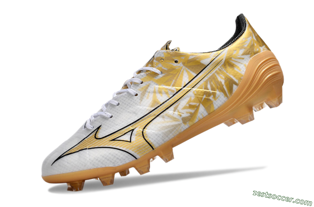 Mizuno Morelia Alpha Made in Japan FG Low-Tops Soccer Cleats - White/Gold/Black 5