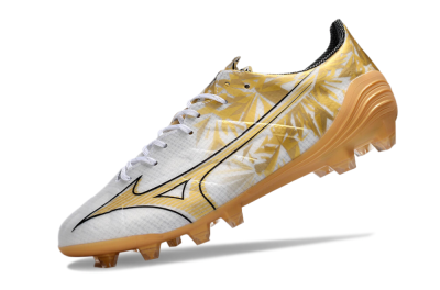 Mizuno Morelia Alpha Made in Japan FG Low-Tops Soccer Cleats - White/Gold/Black