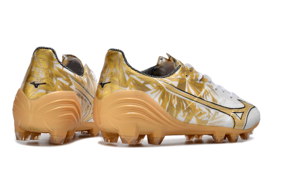 Mizuno Morelia Alpha Made in Japan FG Low-Tops Soccer Cleats - White/Gold/Black