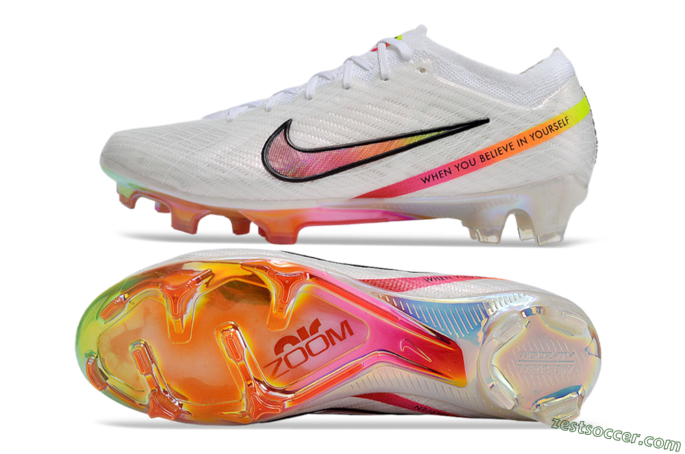 Nike Air Zoom Mercurial Vapor 15 Elite FG Low-Tops Soccer Cleats - White/Pink/Black/Yellow/Gold 1