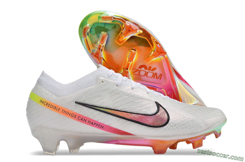 Nike Air Zoom Mercurial Vapor 15 Elite FG Low-Tops Soccer Cleats - White/Pink/Black/Yellow/Gold 0