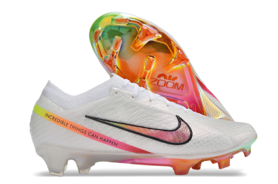 Nike Air Zoom Mercurial Vapor 15 Elite FG Low-Tops Soccer Cleats - White/Pink/Black/Yellow/Gold