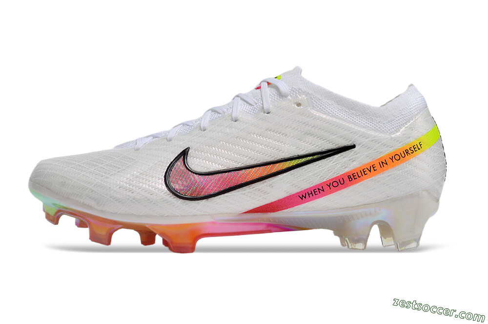 Nike Air Zoom Mercurial Vapor 15 Elite FG Low-Tops Soccer Cleats - White/Pink/Black/Yellow/Gold 2