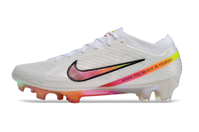 Nike Air Zoom Mercurial Vapor 15 Elite FG Low-Tops Soccer Cleats - White/Pink/Black/Yellow/Gold