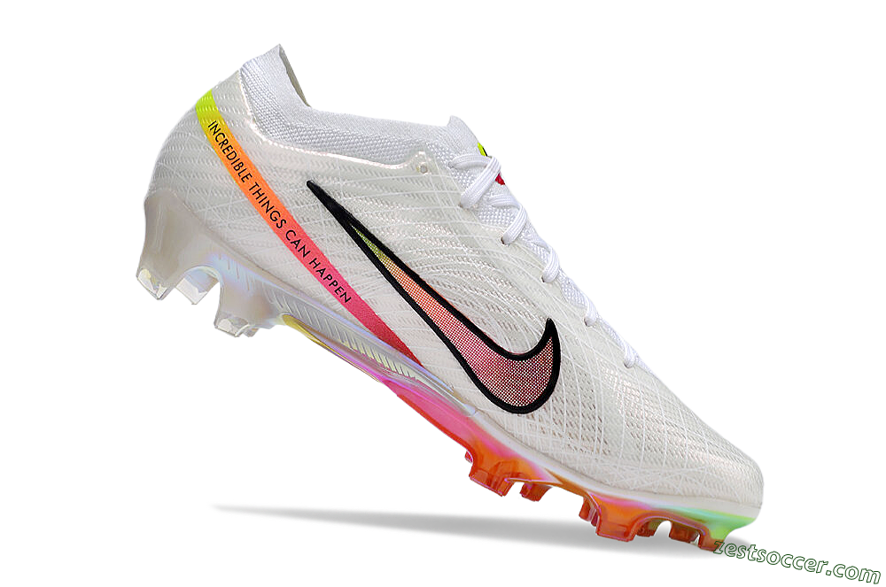 Nike Air Zoom Mercurial Vapor 15 Elite FG Low-Tops Soccer Cleats - White/Pink/Black/Yellow/Gold 4