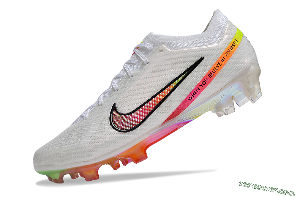 Nike Air Zoom Mercurial Vapor 15 Elite FG Low-Tops Soccer Cleats - White/Pink/Black/Yellow/Gold 5