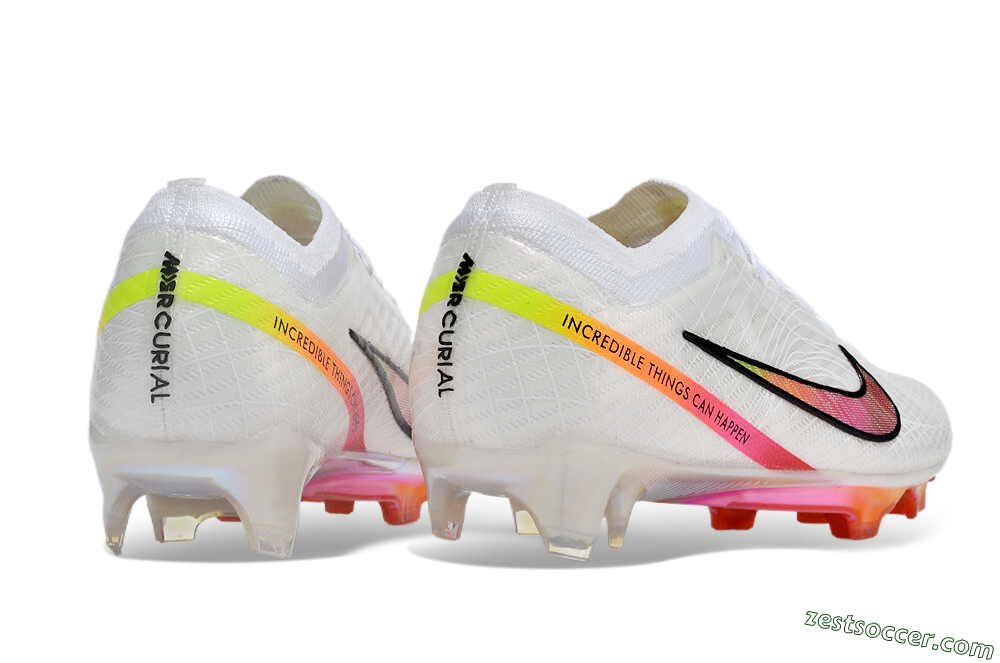 Nike Air Zoom Mercurial Vapor 15 Elite FG Low-Tops Soccer Cleats - White/Pink/Black/Yellow/Gold 6