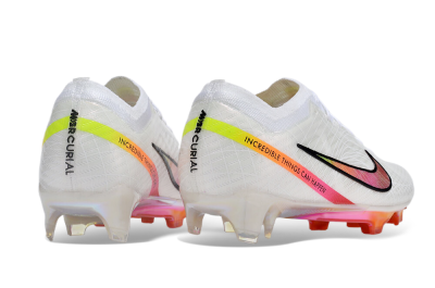 Nike Air Zoom Mercurial Vapor 15 Elite FG Low-Tops Soccer Cleats - White/Pink/Black/Yellow/Gold