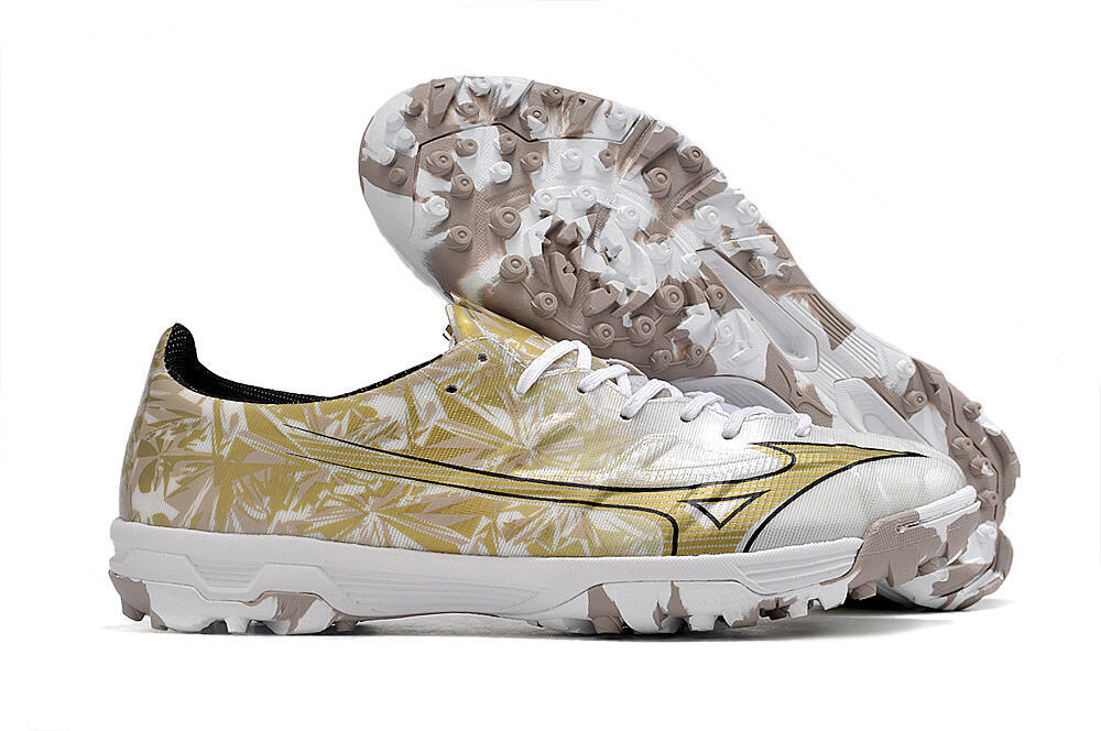 Mizuno Morelia Alpha Made in Japan TF Low-Tops Soccer Shoes - White/Black/Gold 0