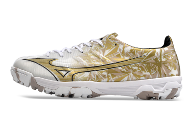 Mizuno Morelia Alpha Made in Japan TF Low-Tops Soccer Shoes - White/Black/Gold