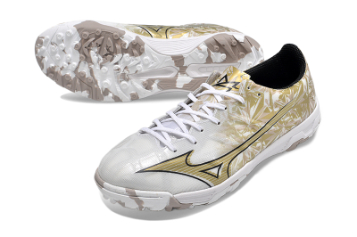 Mizuno Morelia Alpha Made in Japan TF Low-Tops Soccer Shoes - White/Black/Gold
