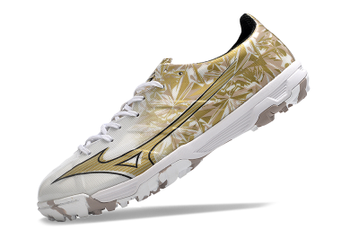 Mizuno Morelia Alpha Made in Japan TF Low-Tops Soccer Shoes - White/Black/Gold