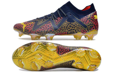 Puma Future Ultimate FG Low-Tops Soccer Cleats - Blue/Red/Gold