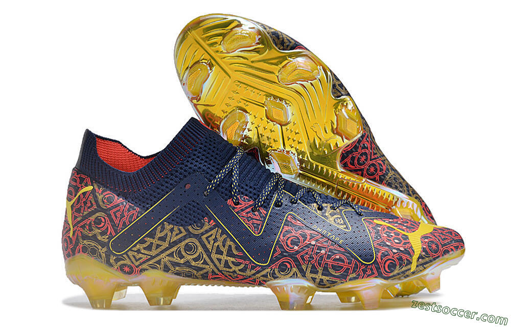 Puma Future Ultimate FG Low-Tops Soccer Cleats - Blue/Red/Gold 0