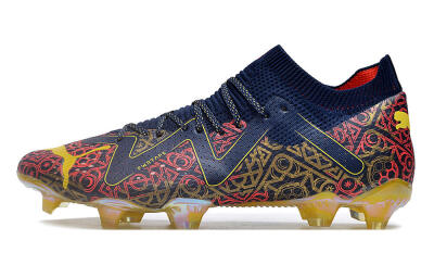 Puma Future Ultimate FG Low-Tops Soccer Cleats - Blue/Red/Gold