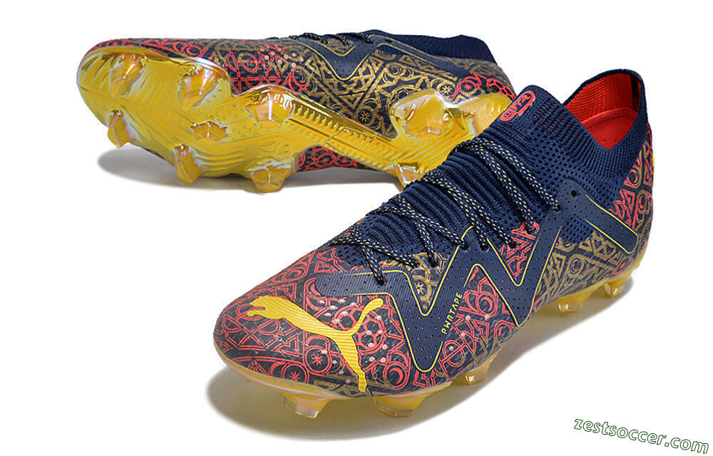 Puma Future Ultimate FG Low-Tops Soccer Cleats - Blue/Red/Gold 3