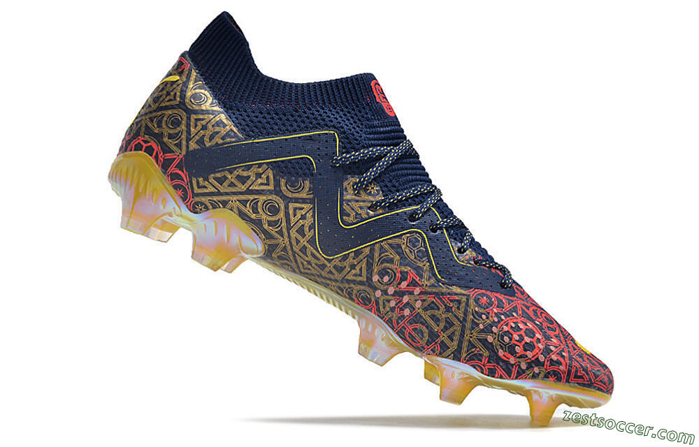 Puma Future Ultimate FG Low-Tops Soccer Cleats - Blue/Red/Gold 4
