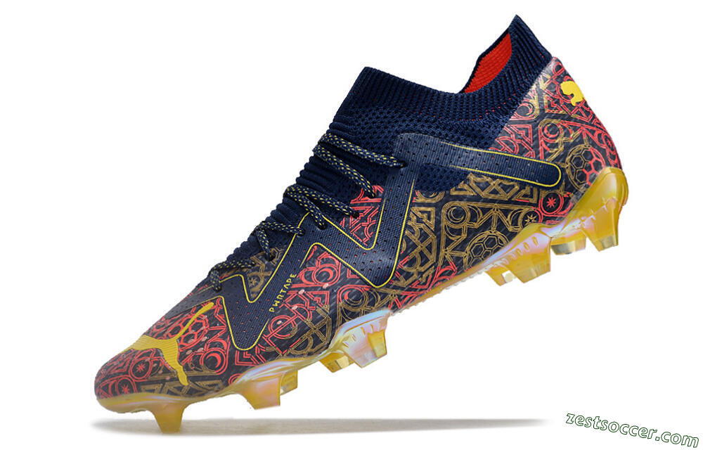 Puma Future Ultimate FG Low-Tops Soccer Cleats - Blue/Red/Gold 5