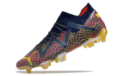Puma Future Ultimate FG Low-Tops Soccer Cleats - Blue/Red/Gold