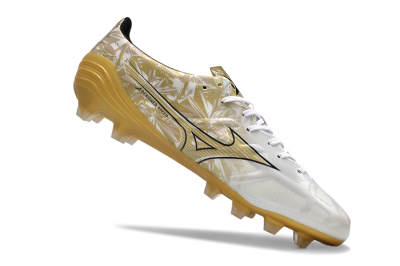 Mizuno Morelia Alpha Made in Japan FG Low-Tops Soccer Cleats - White/Black/Gold