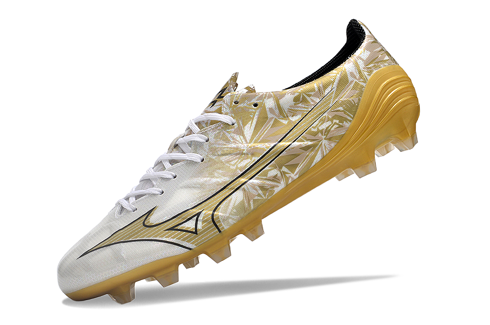 Mizuno Morelia Alpha Made in Japan FG Low-Tops Soccer Cleats - White/Black/Gold 5