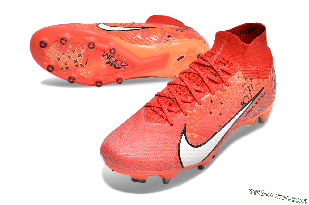 Nike Air Zoom Mercurial Superfly 9 Elite SG High-Tops Soccer Cleats - Red/White/Black 3