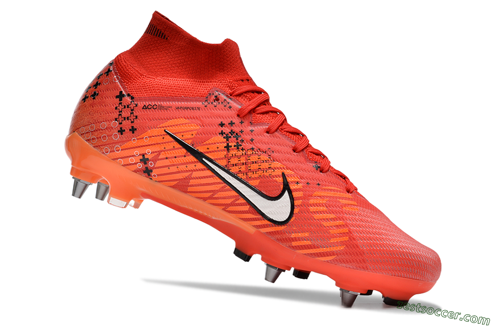 Nike Air Zoom Mercurial Superfly 9 Elite SG High-Tops Soccer Cleats - Red/White/Black 4