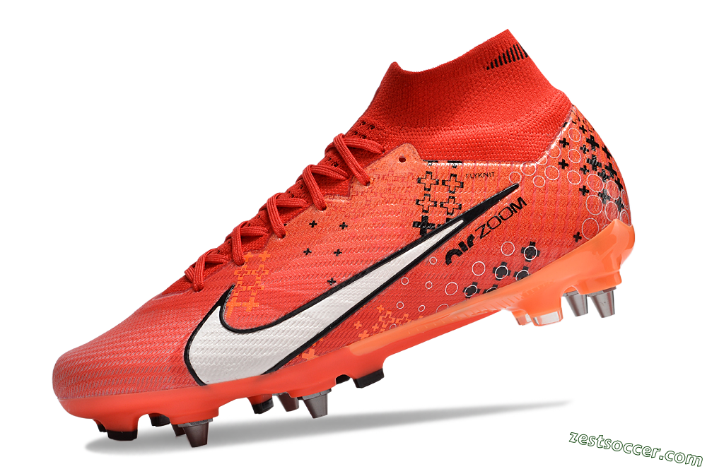 Nike Air Zoom Mercurial Superfly 9 Elite SG High-Tops Soccer Cleats - Red/White/Black 5
