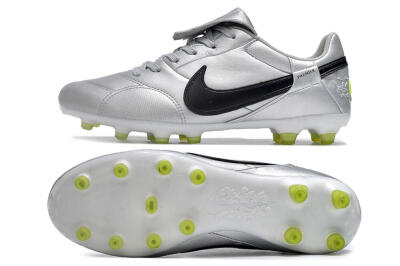 Nike The Premier 3 FG Low-Tops Soccer Cleats - Silver/Black/Yellow