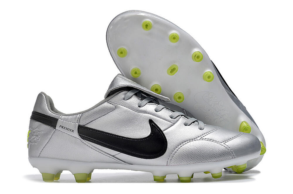 Nike The Premier 3 FG Low-Tops Soccer Cleats - Silver/Black/Yellow 0