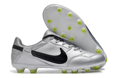 Nike The Premier 3 FG Low-Tops Soccer Cleats - Silver/Black/Yellow