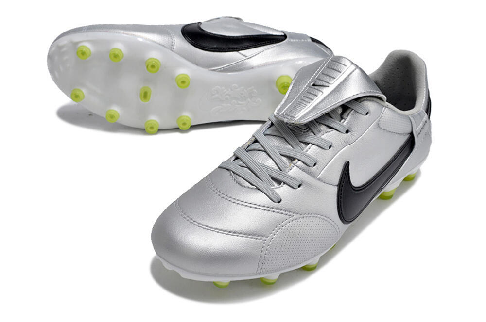 Nike The Premier 3 FG Low-Tops Soccer Cleats - Silver/Black/Yellow 3